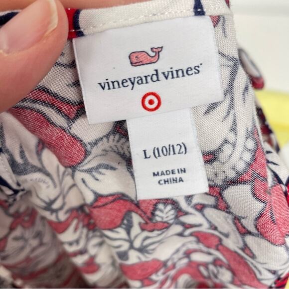 Vineyard Vines X Target Red & White Whale Print Girls Romper L 10/12 - Picture 9 of 11